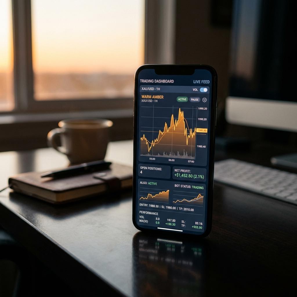 Panel de control de la plataforma de trading con IA Sklondavru en smartphone